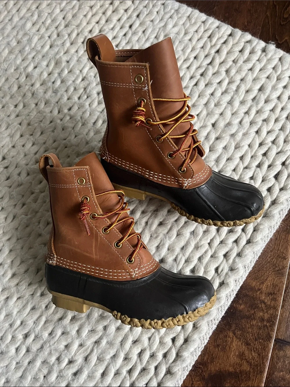 Women’s LL Bean Duck Boots - dark brown rubber - NWOT
